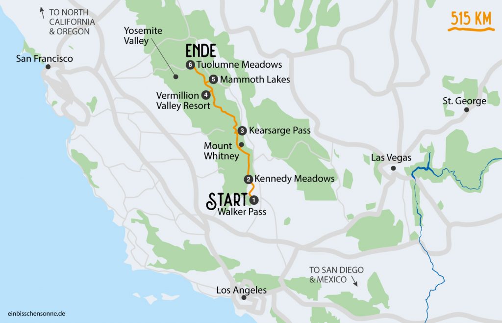 Wanderkarte mit meiner PCT-Etappe
