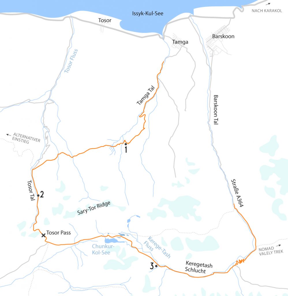 Trekking Barskoon Tal Kirgistan: Unsere Route durch das Gebirge